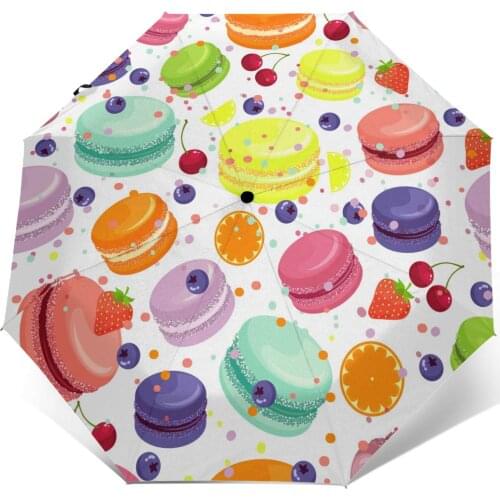Wind Resistant Fully-Automatic Umbrella Macaroons Rain 3 Folding Parasol Travel Car Umbrella