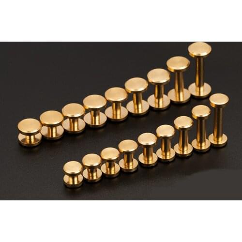 XUNZHE 4- 12mm 10pcs Luggage Leather metal Craft Solid Screw Nail Rivet Double Flat Head Belt/strap Rivets Copper great quality