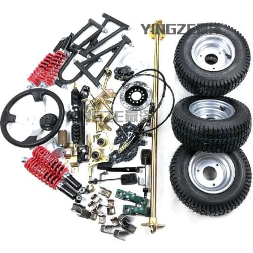 GO KART KARTING ATV UTV Rear Axle Steering Gear Rack Pinion Swingarms Tie Rod Steering Wheel Disc Brake With 13X5.00-6 Wheels