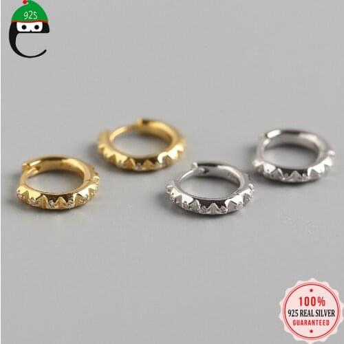 Trustdavis Minimalist 925 Sterling Silver Fashion Geometric Gear Shiny CZ Hoop Earring For Women Wedding Earring Jewelry DA1107