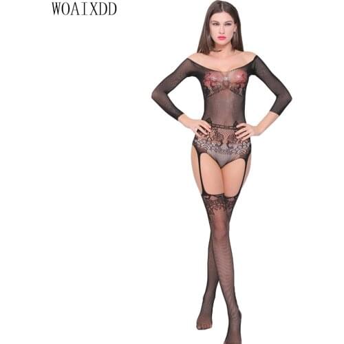 Womens Sexy black Lace Fishnet Dress Bodysuit Lingerie Nightwear Underwear Babydoll Sleepwear Bodystockings intimates Kimono