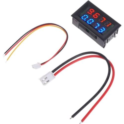 Digital DC Voltmeter Ammeter DC 100V 10A Voltage Current Meter Power Supply Red Blue LED Dual Display