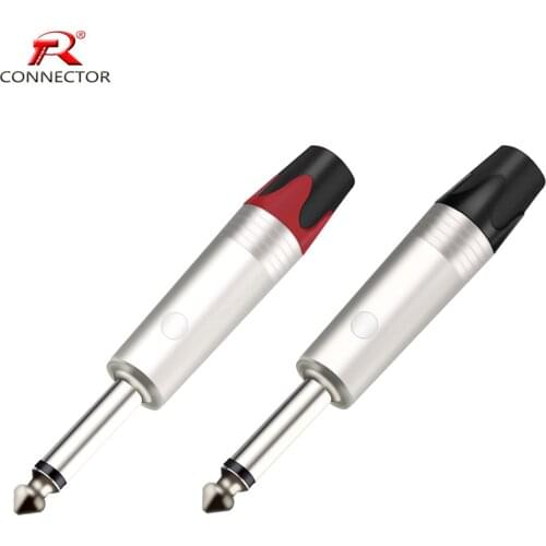 1pair 6.35mm Jack Audio Connector, NP2X for Mono, Zinc Alloy Material, 1/4" 6.3mm Male Plug Microphone Amplifier Jack