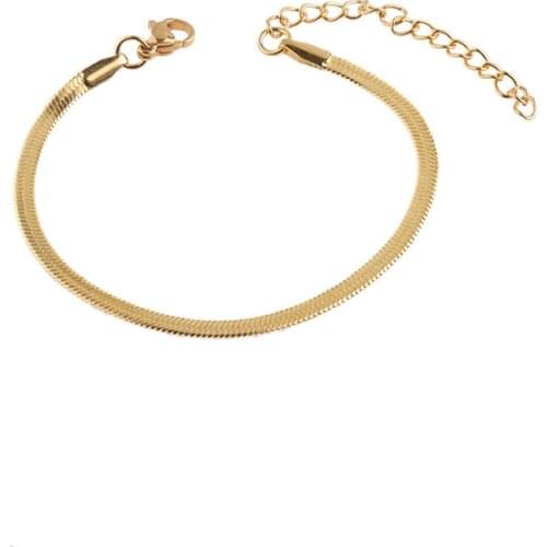100% Stainless Steel Snake Chain Bracelet For Women Gold/Silver Color Metal Snake Chain Bracelets For Girls Wholesale 10pcs