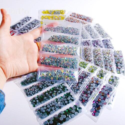 2-6MM Hot Fix Glass Rhinestone The Shape Of Round Crystal Decorations Stones For Wedding Dress DIY 1000Pcs/Bag