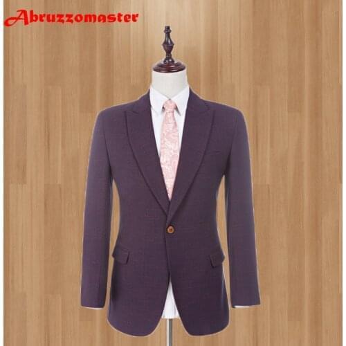 2020 Man Blazers Tailored Man Suit Blue Damier Check Groom Tuxedos Groomsman Suit Worsted Smart Casual Business Suit Jacket 1