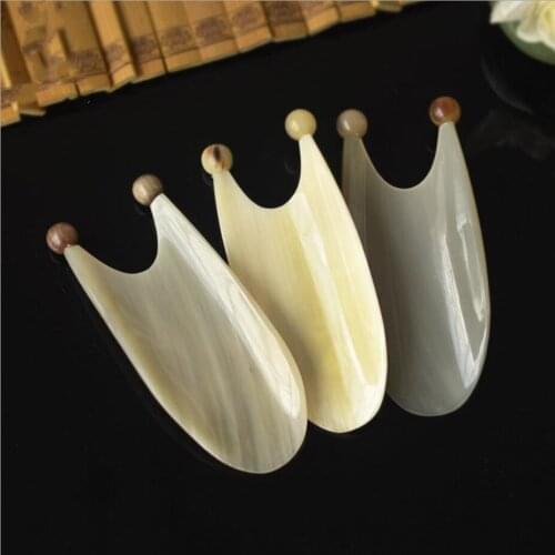 3pcs Large size Natural Yak horn eyes Massager roller massage face Acupuncture bar GuaSha Board Scrape Therapy SPA Scraping