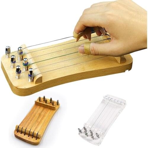 6 String Protable Doigt Pour Guzheng Practice Instrument Paulownia Mini Guqin Finger Training Exerciser Rope Zither Musical