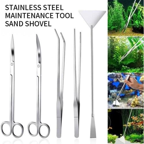 Aquarium Tank Aquascaping Tools Aquarium Scissor Tweezers Tool Stainless Steel Aquatic Plants Set Aquarium Maintenance Supplies