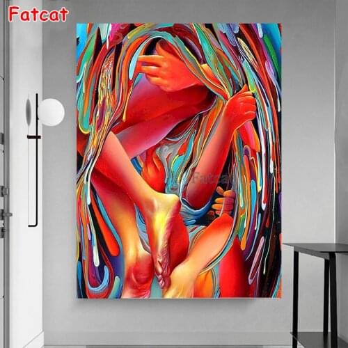 Full Square Drill Diamond Painting Abstract Couple Art Mazayka Embroidery Diy Puzzle Crystal Pintings Precious Love Gift PP2256