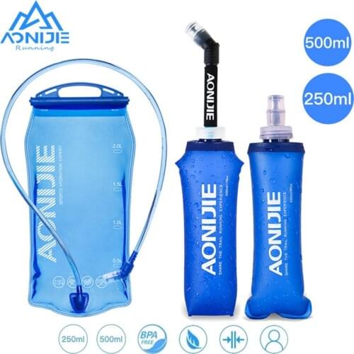 AONIJIE Soft Flask Water Bottle Folding Collapsible Water Bags TPU Free for Running Hydration Pack Waist Bags SD09/10 250/500ml