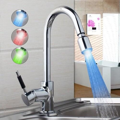 AU LED New Kitchen Faucet Modern Design Chrome Polished Basin Sink Pull Down Faucet
