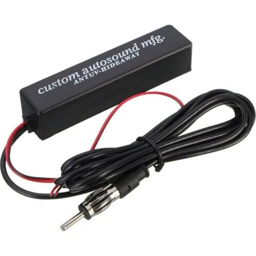 Car AM/FM Radio Antenna Amplifier Universal 12V Hidden Antenna Signal Booster with 1.5m Cable Adhesive for Motorcycle Car Boat