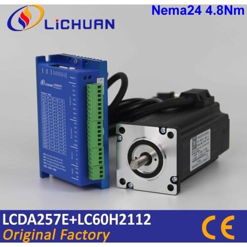 Free shipping Lichuan Nema24 4.8Nm closed loop stepper motor LC60H2112+driver LCDA257E with 3M encoder cable DC20-50V 6A for CNC