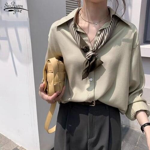 Blusas Mujer 2021 Spring Plus Size Women Tops and Blouse Long Sleeve Solid Shirt Simple Korean Loose Cardigan Lady Clothing 9985