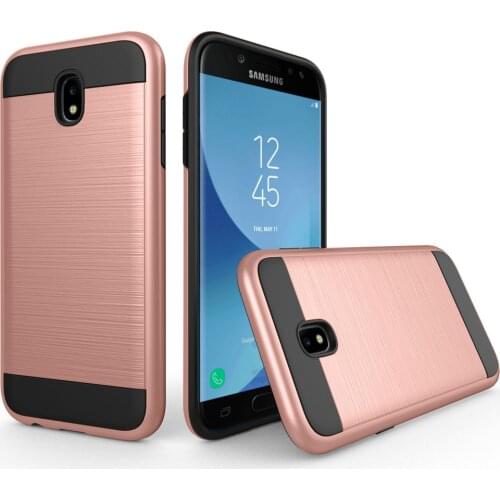 For Samsung Galaxy J7 2018/J7 Star/J7 Refine/Eon/Crown/Top/Aero/J7 V 2nd Gen Case 2in1 Brushed Armor Shockproof Hard Back Cover
