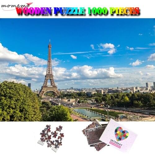 MOMEMO The Eiffel Tower Wooden Puzzle 1000 Pieces Landscape Jigsaw Puzzle World Famous Building Puzzles Adult Attractions Toys