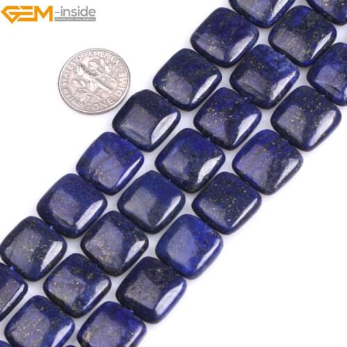 Gem-Inside Square Lapis Lazuli Stone Beads For Jewelry Making 14mm 10mm 15inches DIY Jewellery Bracelet