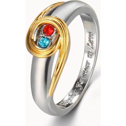 Geometry Two Color Rhinestone Rings Women Rings Banquet Couple Wedding Retro Rings Give Girlfriend Birthday Gift Fashion Jewelry