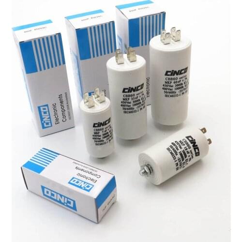 CINCO 400V 450V CBB60 CBB65 1UF -150UF Motor Run Capacitors 4pin wire SH DB AC start 450VAC Water Pump motor starting Running P0