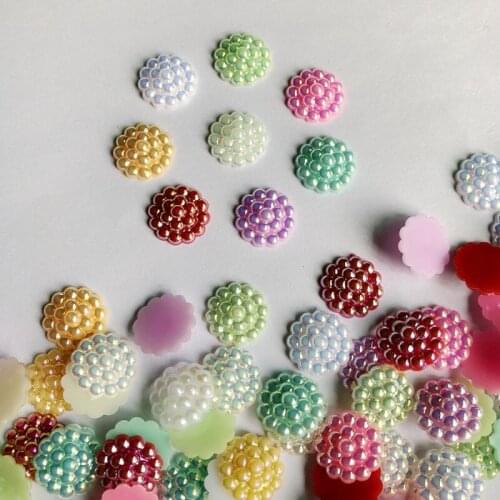 Jewelry Making 13mm 80pcs AB Color Resin Cabochon Flat Back Lovely Round ABS Beads For wedding decoration -B51