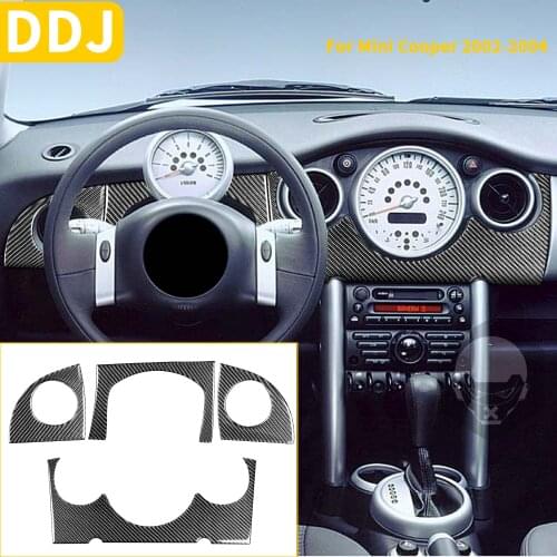 For Mini Cooper Hatch One R50 R53 2002 2003 2004 Dashboard Console Cover Carbon Fiber Sticker Kit Car Interior Dash Panel Trim