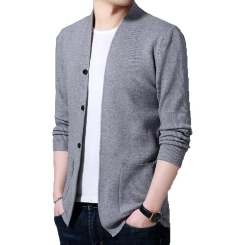 2020 Autumn Fashion Men Cardigan Jackets Mens Streetwear Trend Sweatercoat Male Casual Grey Sweater Jacket Men Clothing XXXL