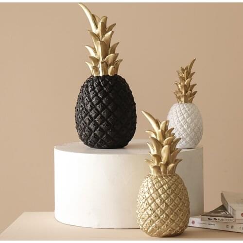 Nordic Resin Pineapple Ornaments Golden Ananas Fruit Crafts Living Room Desktop Home Decoration Accessories Modern Figurines
