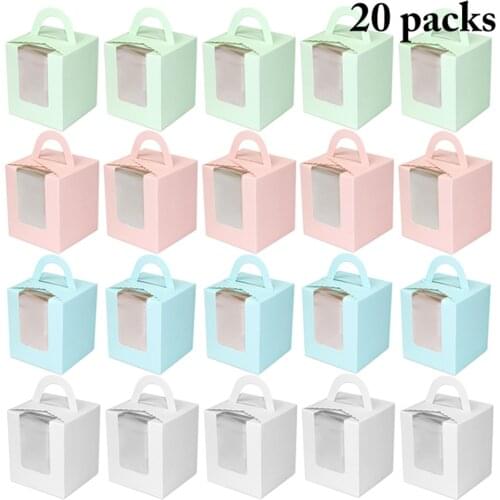 New Mini Biscuit Candy Box Single Muffin Box Portable Pink Window Cupcake Box Mousse Mud Pudding Bottle Packaging Cup Kids Gift