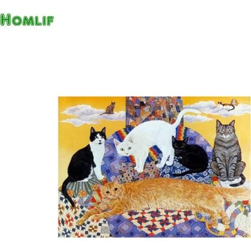 2018 new crafts decoration animal cat rhinestone kits for embroidery foamiran round resin diamond painting picture embroidery