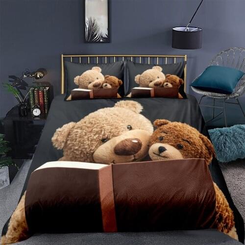 Cartoon Teddy Bear Duvet Cover 3d Print Comforter Bedding Set For Kid Adults King Size Simple Quilt Bed Set Cute Linening Bed 01