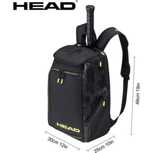 New Arrival HEAD Black Yellow Tennis Backpack Extreme Nite 2 Pack Tenis Squash Racket Bag Men Women Outdoor Gym Sports Backpack