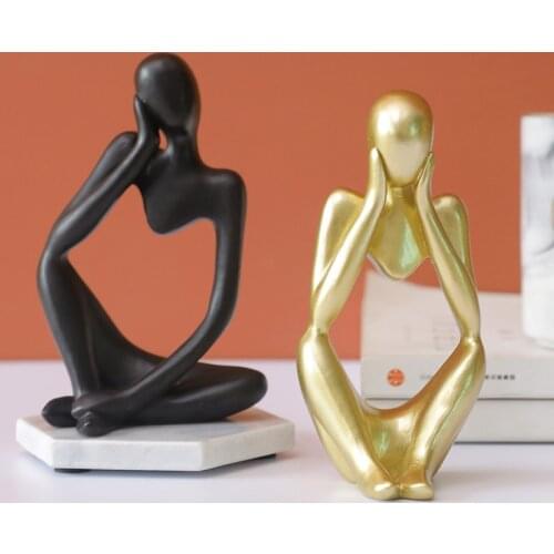 Modern Home Decoration Resin Sculpture Thinker Character Abstract Statue Living Room Office Desktop Ornament Art Figurine