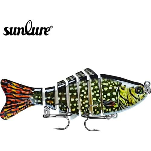 Sunlure 1pc 7 Sections Fishing Lure 0.55oz-15.5g/10cm-3.94" Swimbait Fishing bait 6# Hook Fishing Tackle