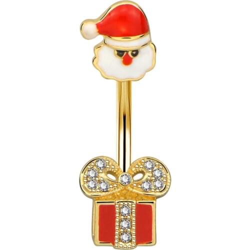 Body Punk 2020 News Christmas Design Belly Button Rings Santa Claus and gift Navel Rings Christmas Jewelry