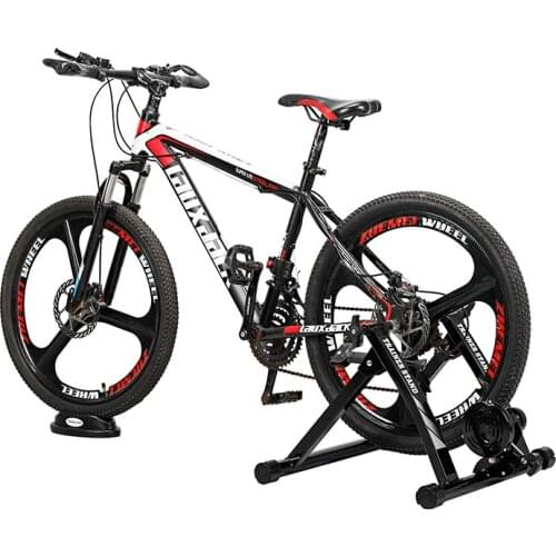 Indoor Cycling Bike Trainer Roller MTB Mountain Road Bicycle Training Foldable Steel Stand Front Wheel Pad for 26-28 Inch Bike