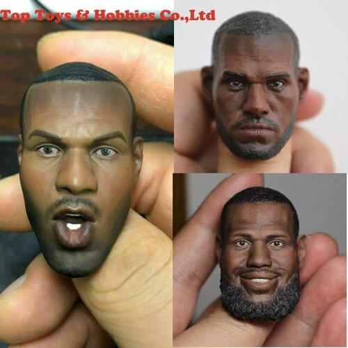 In stock 1/6 Scale Basketball star LeBron James Head Sculpt Head Carving Model Collectible Doll Toys Accessories