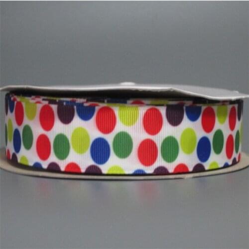 Pick Size 9 16 22 25 38 50 75 mm Width brand logo Ribbons colors dots spot Printed Grosgrain Ribbon Hair Bows R19