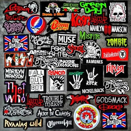 PUNK ROCK Britpop BAND DIY Cloth Iron-On Embroidered Badges Abstract Kids Patches For Clothes Stickers Emo Art