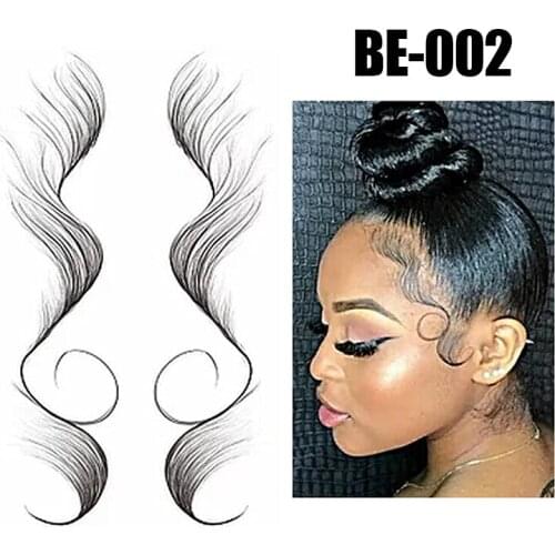 High Quality Baby Hair Edges Tattoo Waterproof Temporary Black Sketchs Realistic Tattoo Stickers For Women