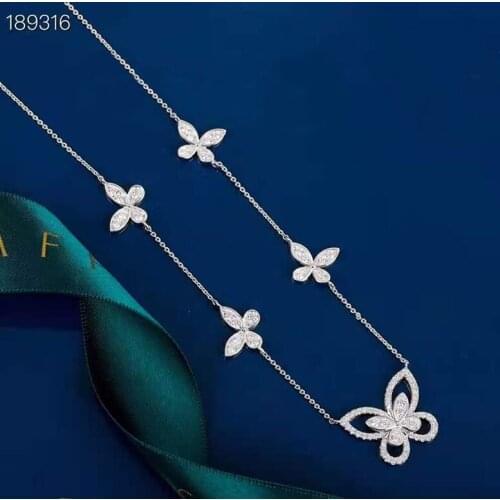 Pure 925 Sterling Silver Jewelry For Women Diamond Butterfly Wedding Jewelry Necklace Butterfly Pendant Silver Necklace