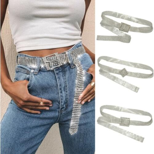 Fashion Womens Shiny Crystal Diamond Waist Belt Full Rhinestone Waistband Casual Party Dress Belt Waist Chain