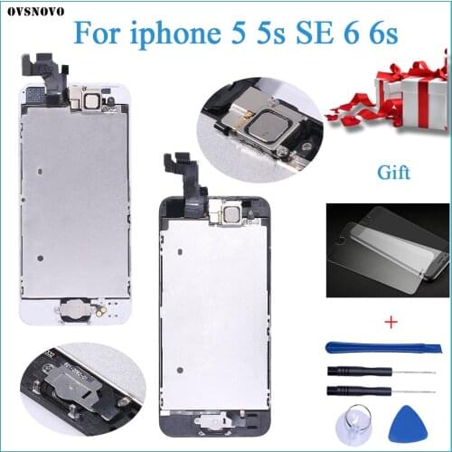 Full Assembly LCD Display for iPhone 5 5c 6 6s Touch Screen Digitizer Replacement with Home Button Front Camera Complete LCD