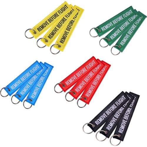 1 Piec Fashion Remove Before Flight Tags Keychain Keyring Rectangle Polyester Embroidery Message Multicolor 13*3CM