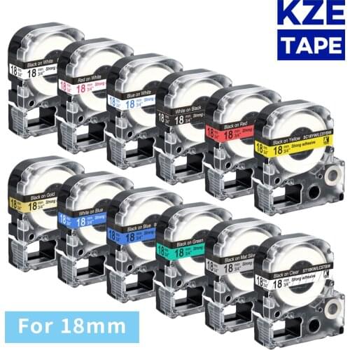18mm 1pcs Multicolor SS18KW SC18YW SC18RW SD18K ST18KW Label Tapes for Epson Label Printer for KingJim label maker LW-300 LW400