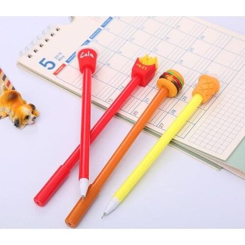 20PCs Creative Ice Cream Gel Pens Set Fries Cola Burger Cute Pen Kawaii Stationery Student Neutral Pen Cartoon Office Supplies