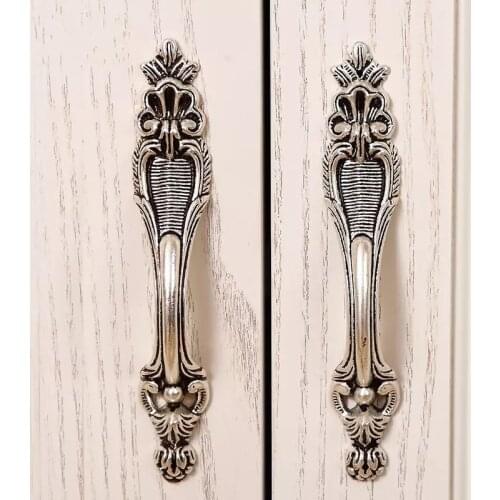 3.8"/5"European antique cabinet handles American retro silver wardrobe pulls Antique furniture pull knobs Drawer handle 96/128mm