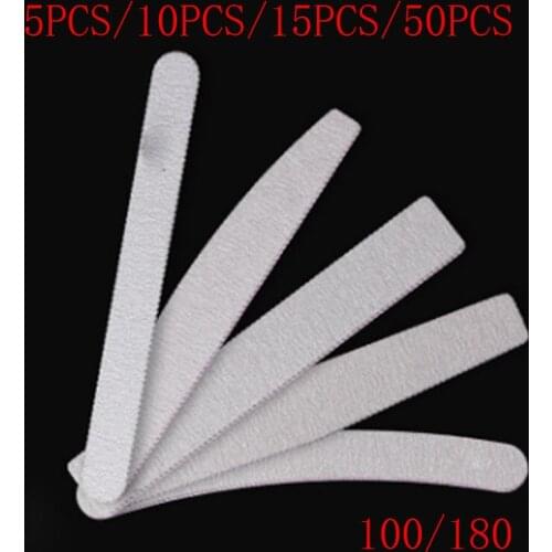 5/10/15/50PCS Professional Nail File 100/180 Half Moon Sandpaper Nail Sanding Grinding Polishing Manicure Care Tools