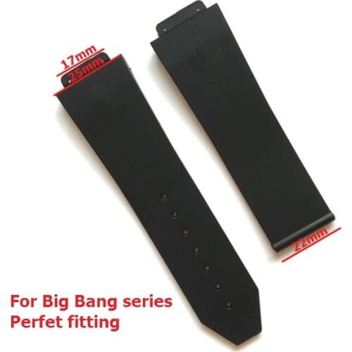 Watch accessorie Silicone Strap For Hublot for BIG BANG Men Watchbands 25*17mm Belt watch band with logo stainless buckle flat