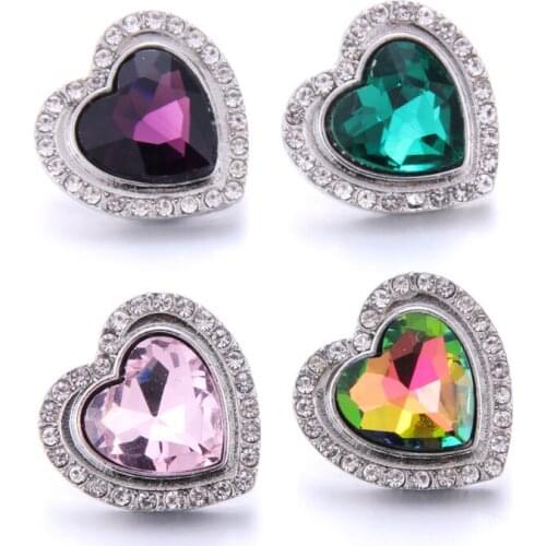 Boom Life 10pcs/lot New Crystal Snaps Jewelry High Quality Love Heart 18mm Metal Snap Buttons DIY Charms Button Jewerly